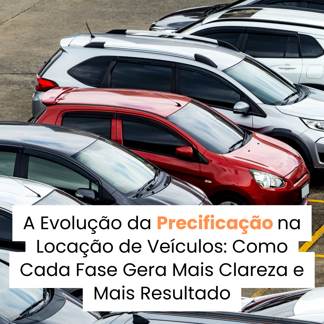 pátio de veículos demonstrando uma locadora e título A Evolução da Precificação na Locação de Veículos