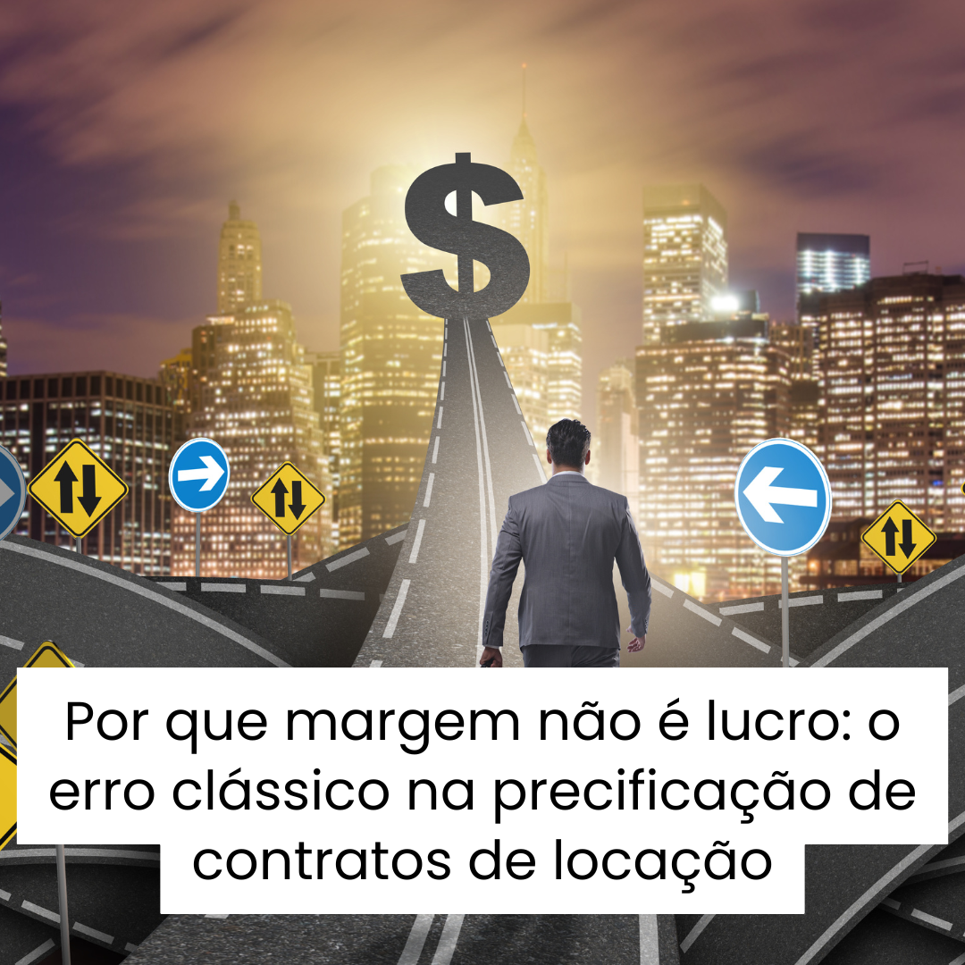 Ilustração de um homem caminhando ao lucro em uma via representando o papel das locadoras de veículos na análise de margem.