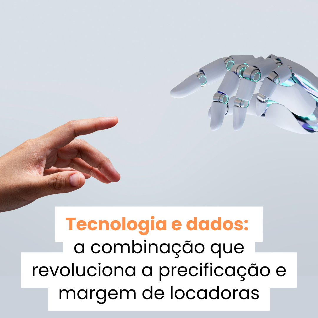 Ilustração mostrando integração entre tecnologia e dados financeiros para otimizar precificação de locadoras.