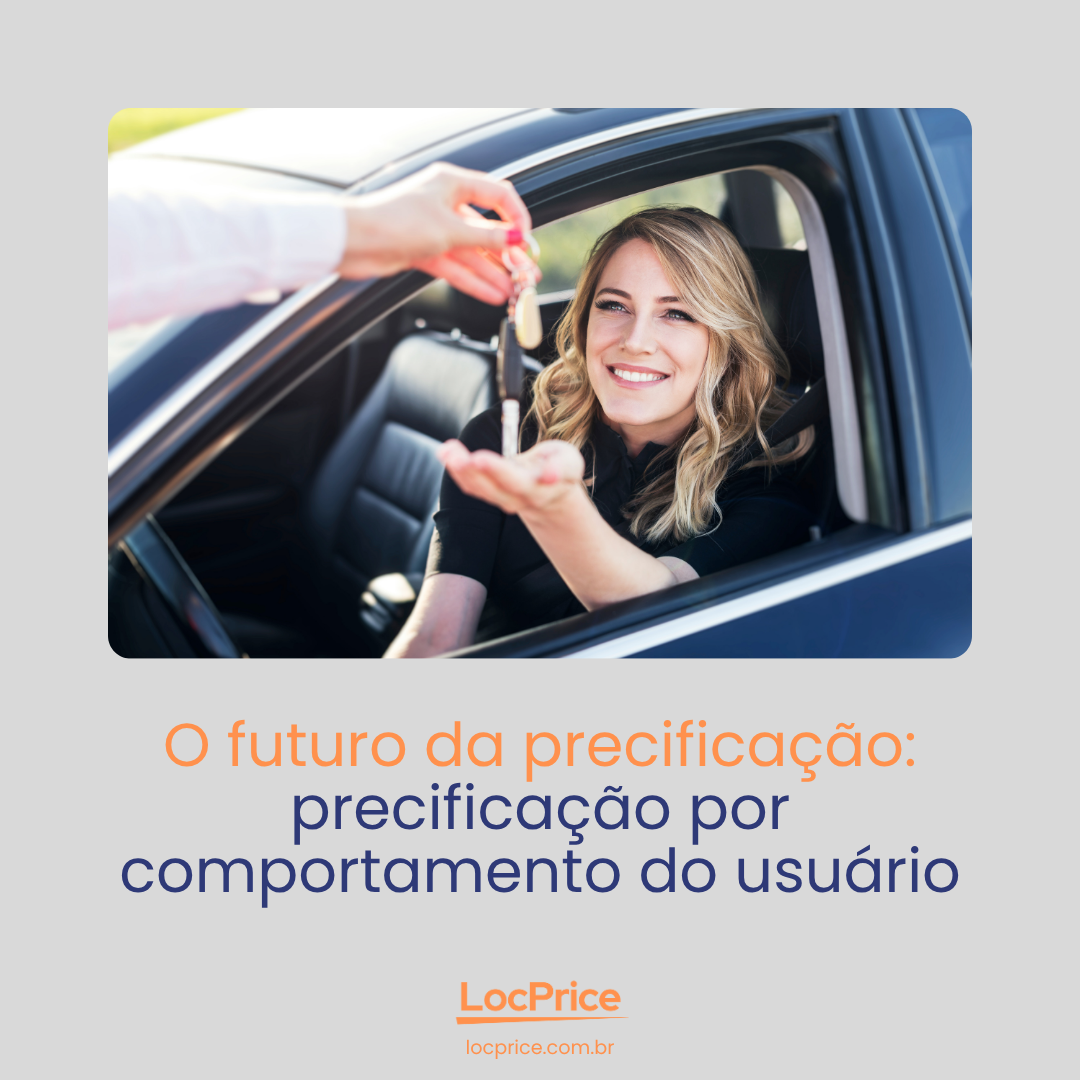 Mulher sorridente recebendo chaves dentro de um carro, representando o conceito de precificação personalizada e baseada no comportamento do usuário no setor de locação.