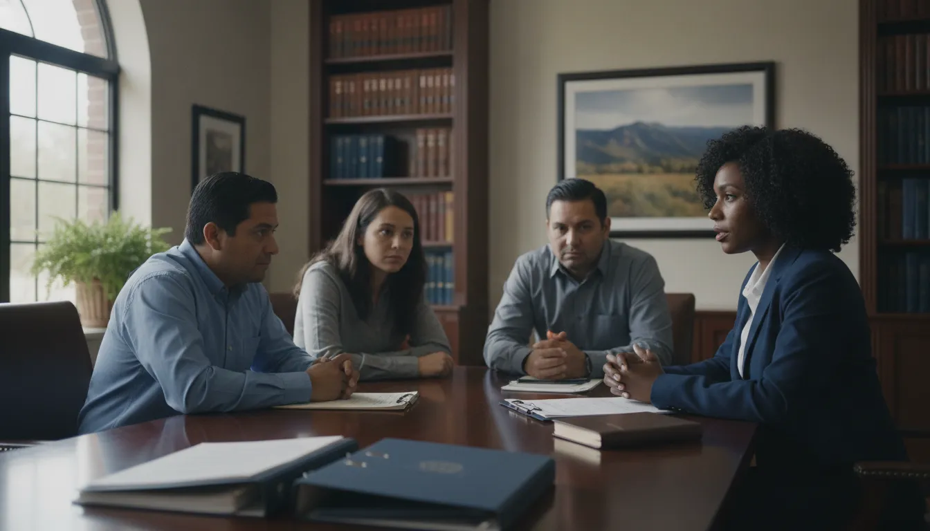 Defense attorney reviewing an Arkansas capital case with a family