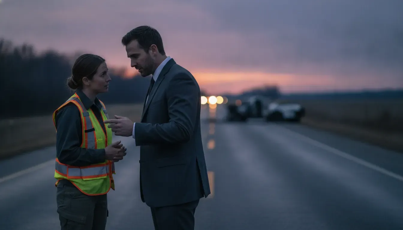 Arkansas fatal-crash defense team reviewing accident-scene evidence