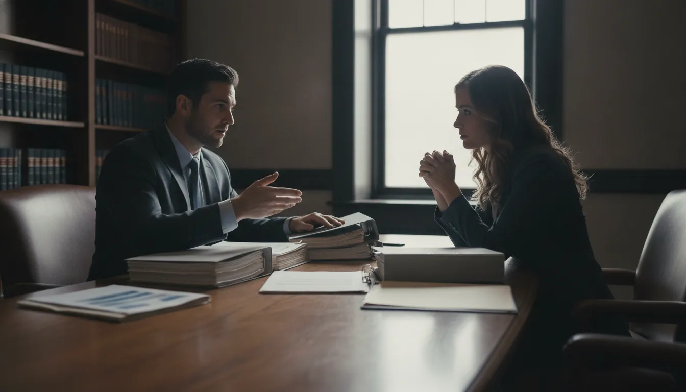 Arkansas defense attorney reviewing evidence with a client