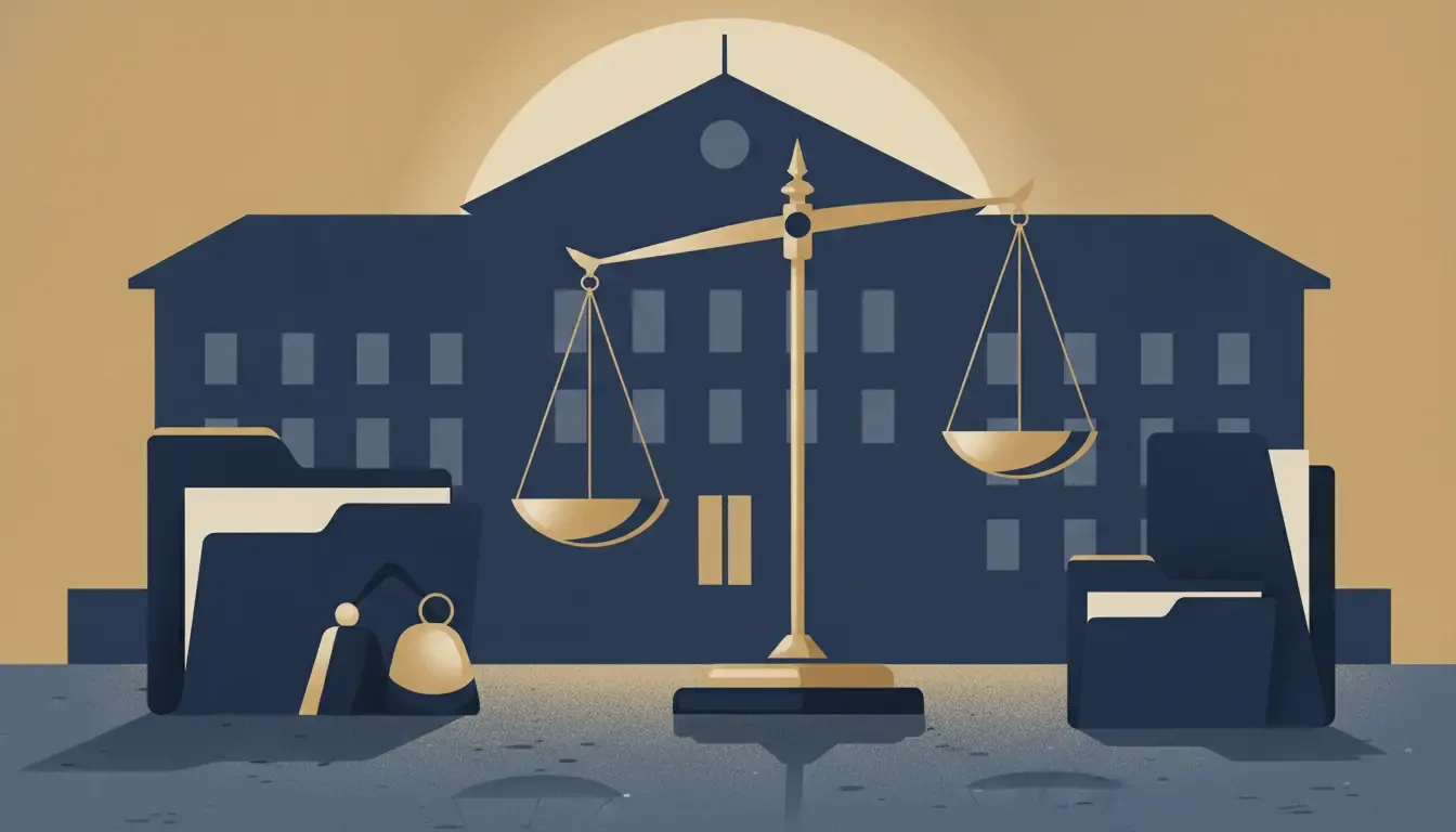 Illustration representing plea negotiation and trial preparation in an Arkansas murder case