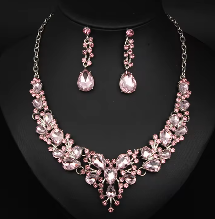 Thumbnail: Crystal Statement Necklace & Earrings Set