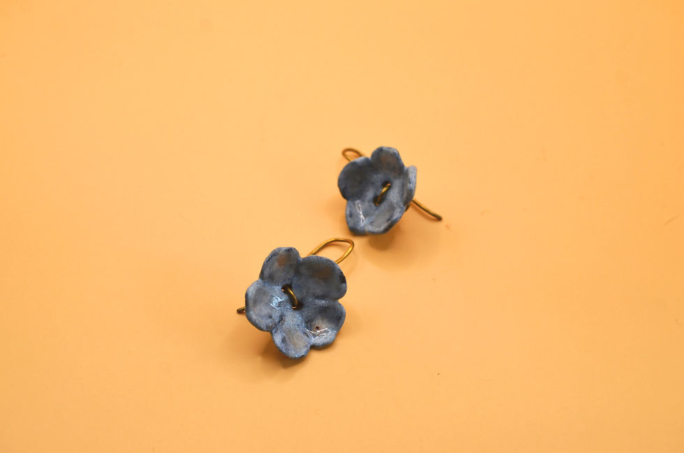 Thumbnail: Close-up of hand-painted ceramic flower earring
