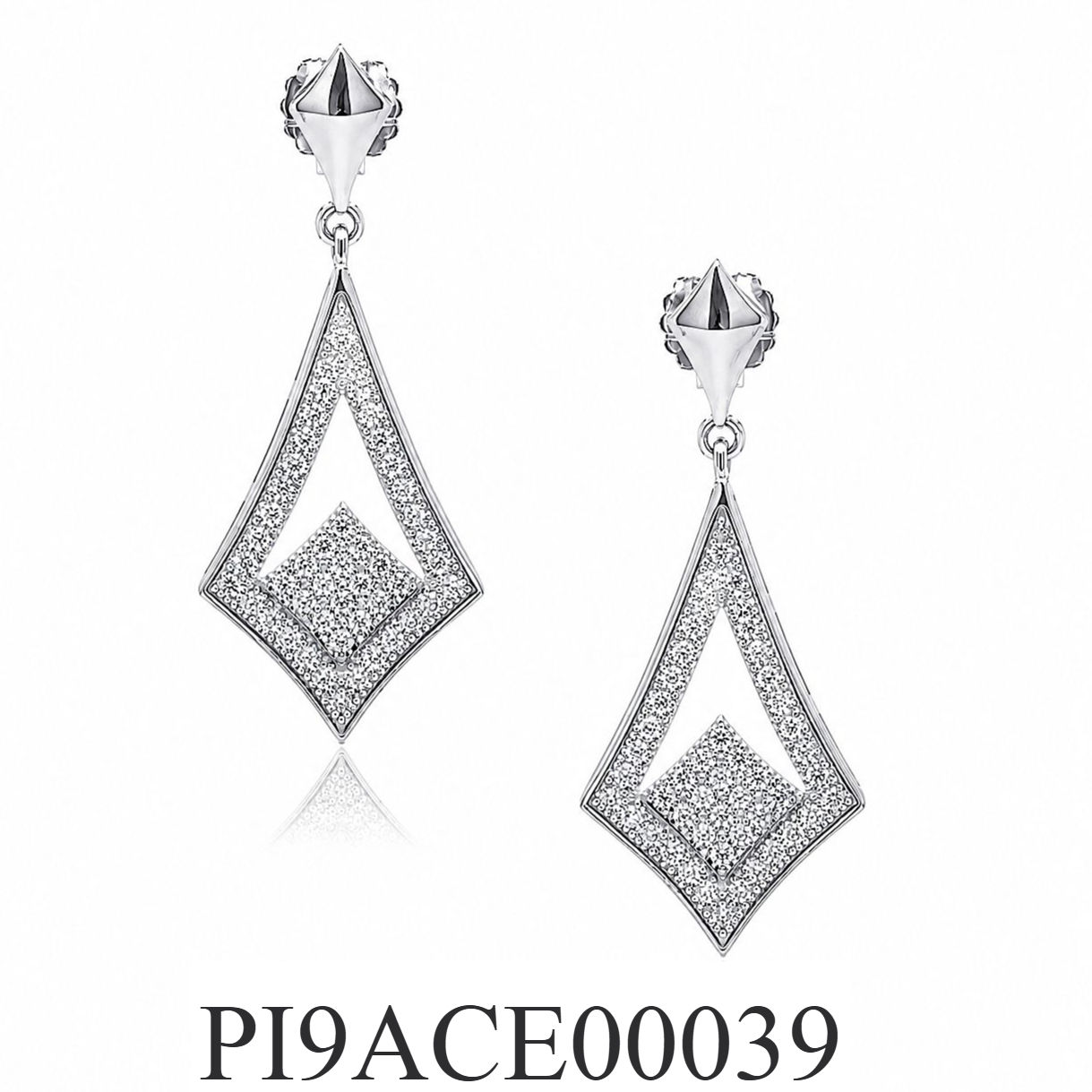 925 Sterling Silver Rhodium Plated Clear CZ Open Marquise Dangle Earrings