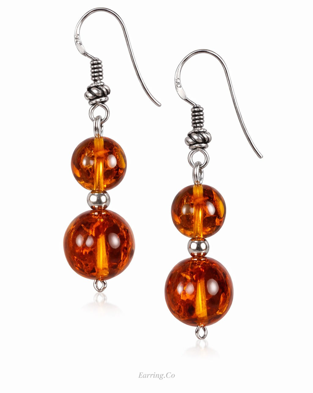 925 Sterling Silver Natural Amber 45mm Drop Earrings