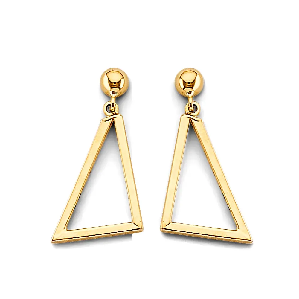 14k Yellow Gold 25mm Triangle Earrings.