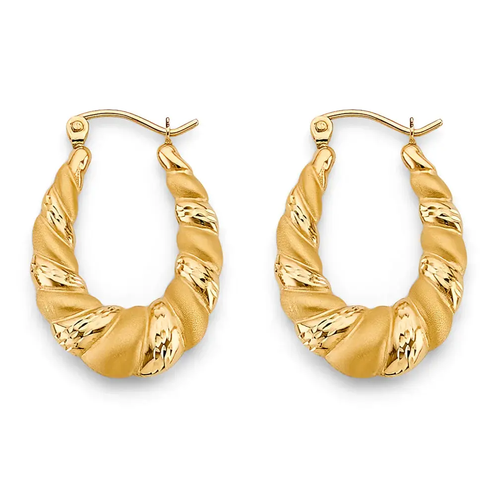 14k Yellow Gold 25mm tall Hollow Hoop Earrings.