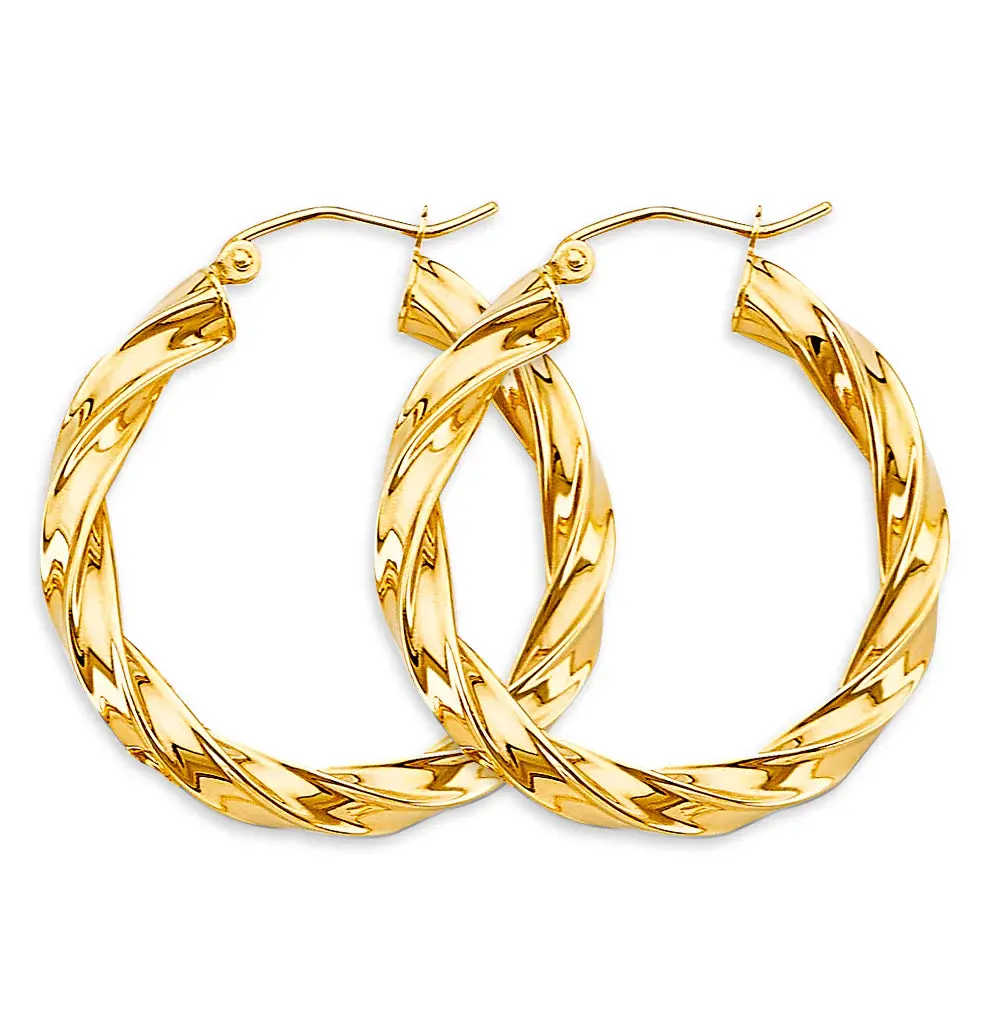 Discover our Precision-crafted 14k Yellow Gold Twisted Hoop Earrings.