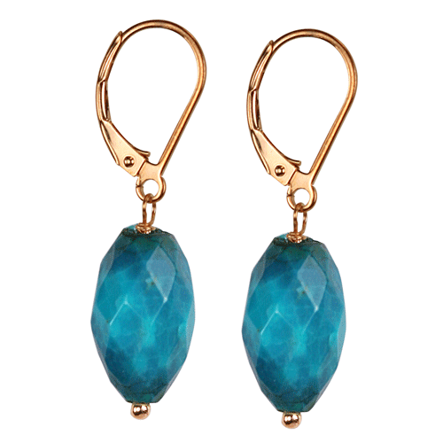 Turquoise 925 Sterling Silver Drop Earrings – 35mm Drop Length