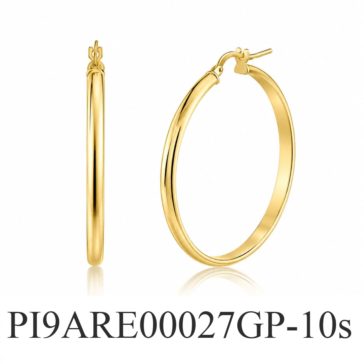 925 Sterling Silver Gold Plated 3.5mm x 20mm Dome Hoop Earrings