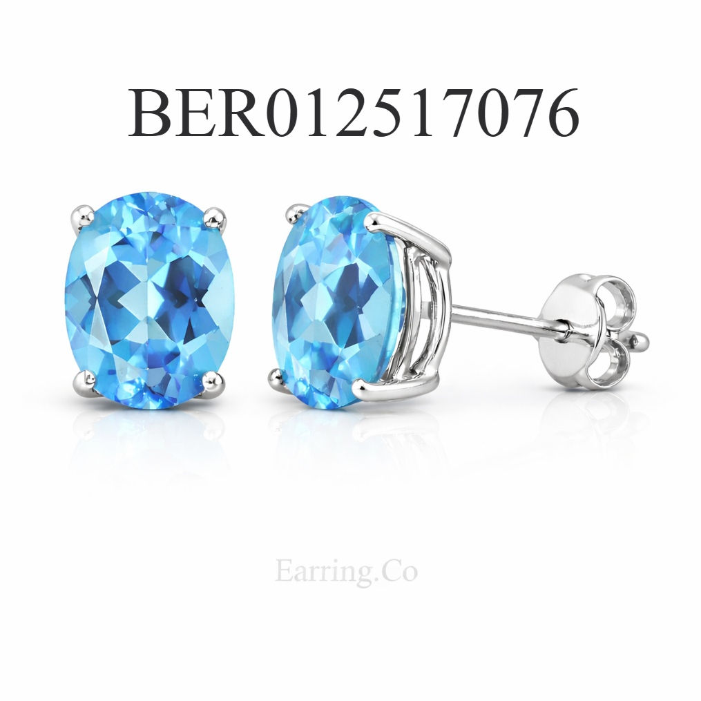 14k White Gold AAA 2 Ct CTW Swiss Blue Topaz Earrings