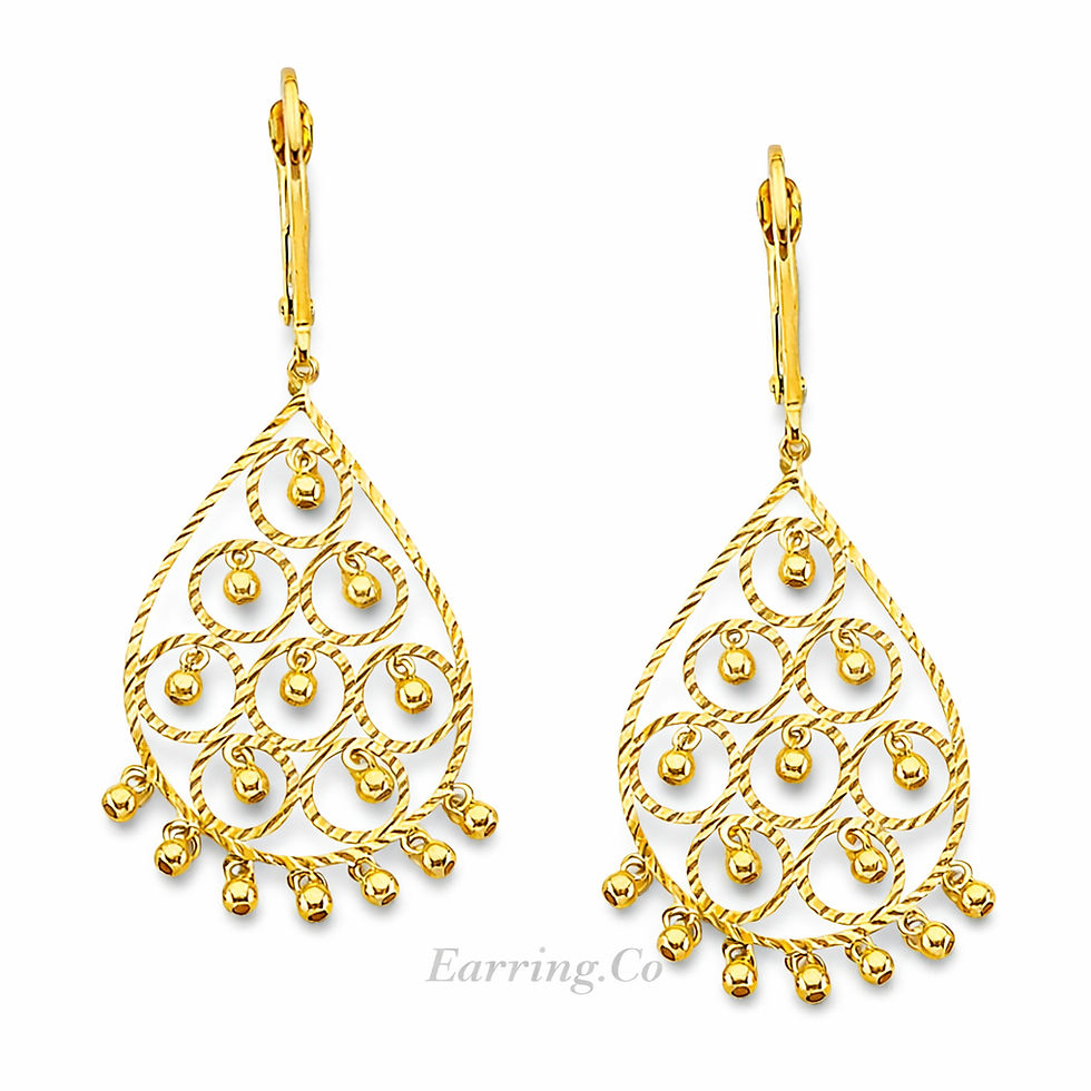 Thumbnail: 14K Yellow Gold Chandelier Hanging Earrings