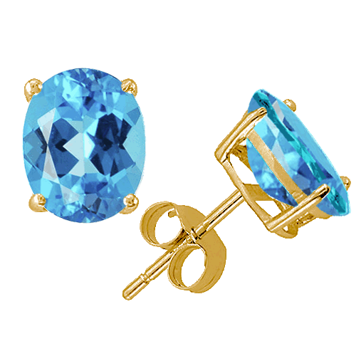 2 Ct Twt AAA Swiss Blue Topaz 14k Yellow Gold Earrings.