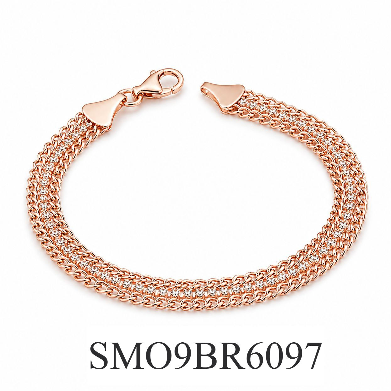 925 Sterling Silver Rose Gold Plated 7mm CZ Bracelet 7.25" Made in Italy