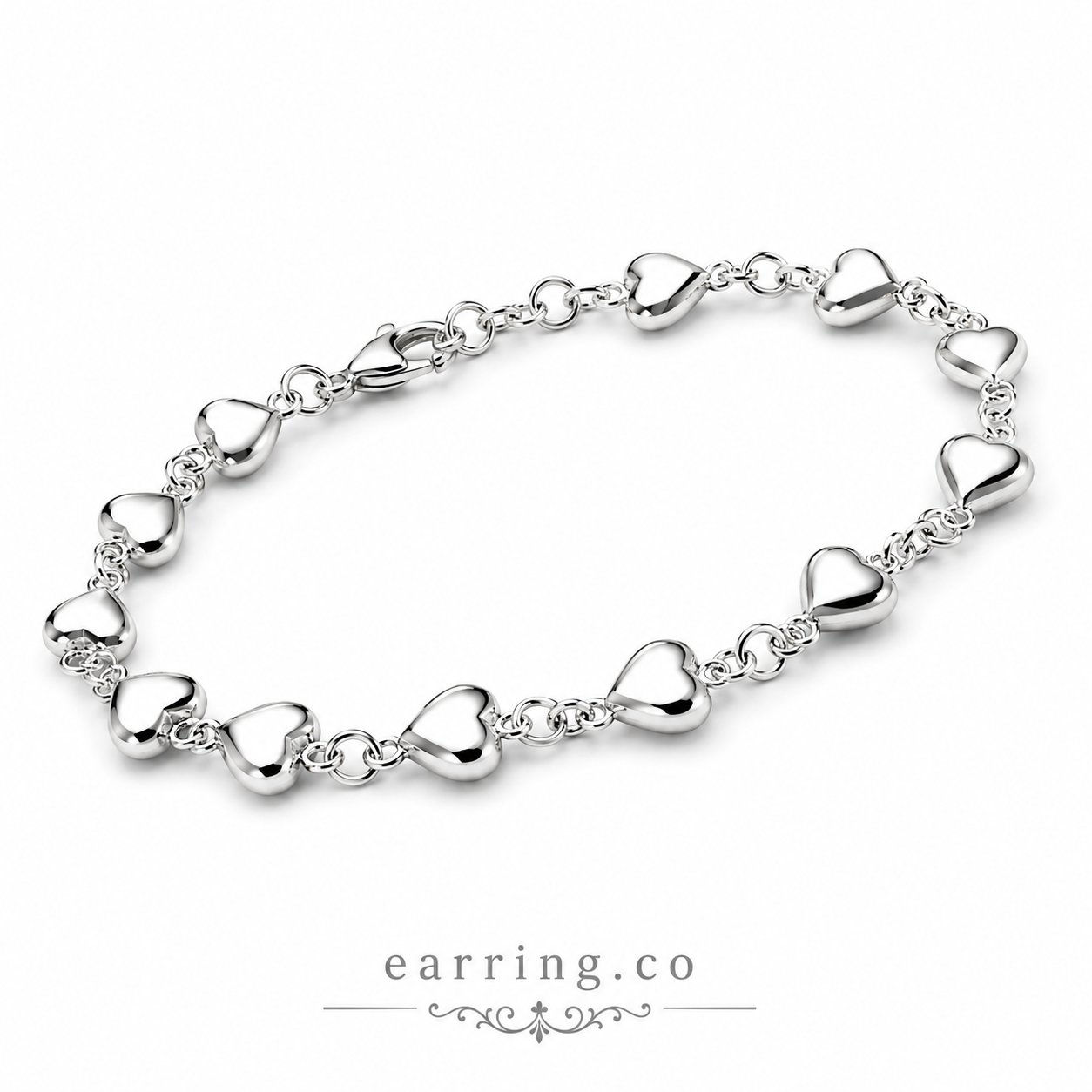 925 Sterling Silver Puff Heart Bracelet