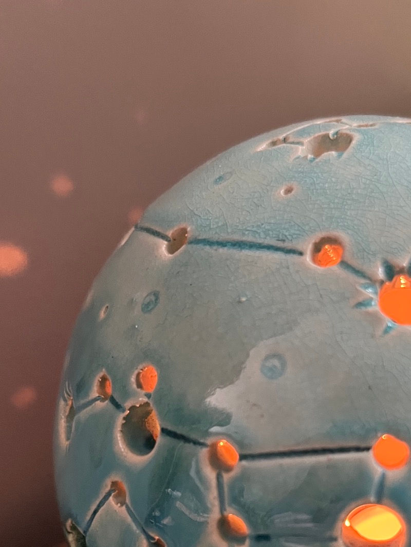Miniature : Décoration photophore sphère étoiles et constellations tons bleus