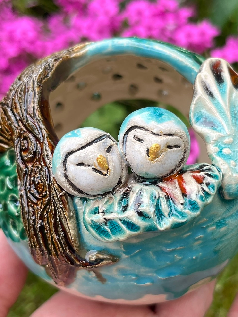 Miniature : Photophore Deux Chouettes dans un arbre