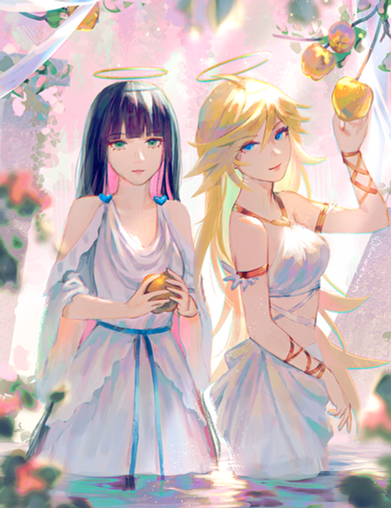PSG panty and stocking with garterbelt anarchy sisters fan art illustration digital painting art by mikavey mikavvvi anime 