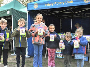 Children proudly holding their easter eggs at the end of the 2026 Easter Egg Trail