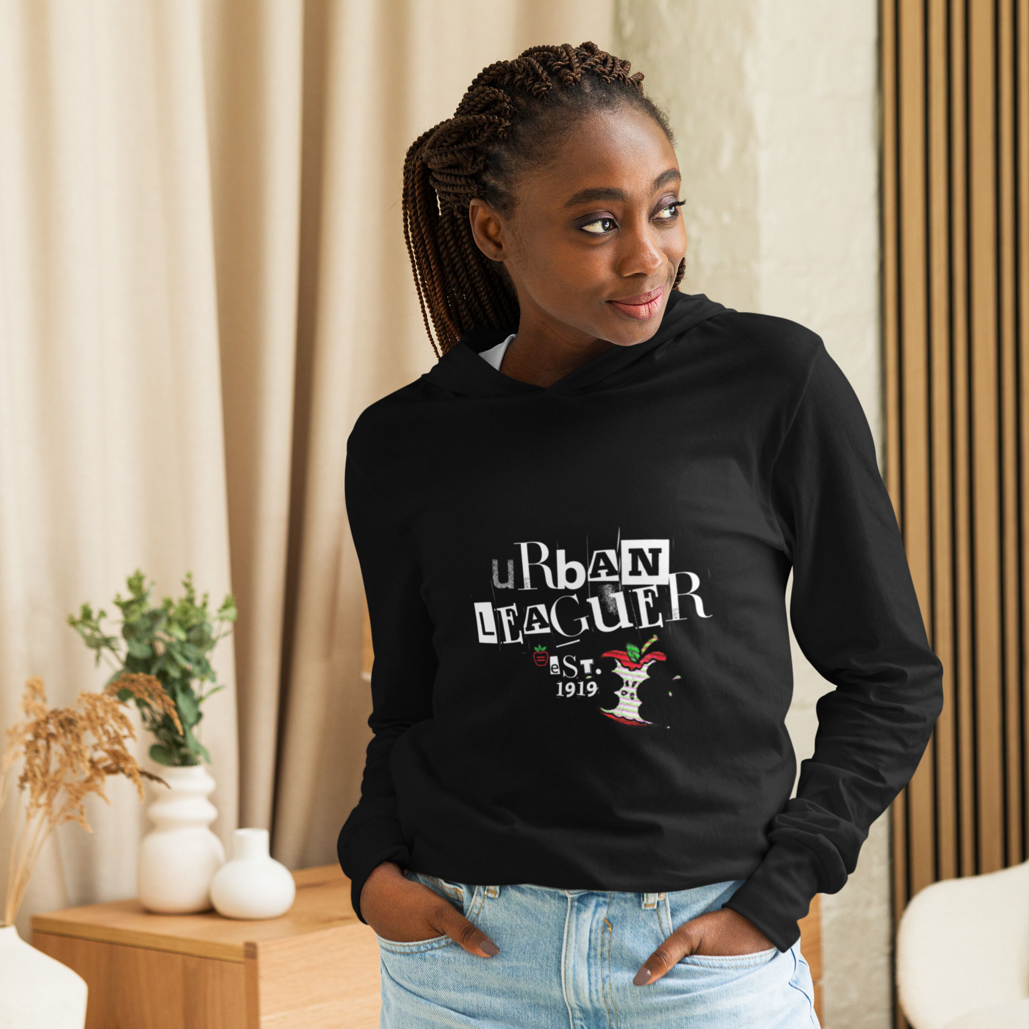 "Urban Leaguer" Unisex Hooded Long-Sleeve Tee