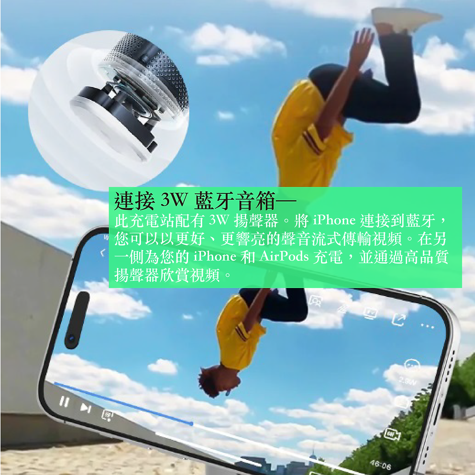 縮圖：Mipow - 三合一磁吸無線充電藍牙音樂座 PowerTube MagStation