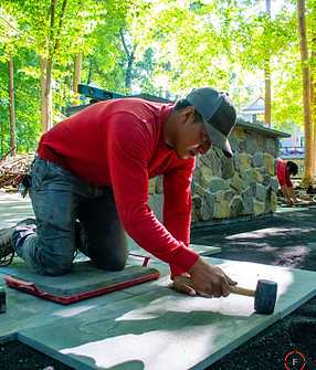 a man working on a patio installation in bucks county, PA
