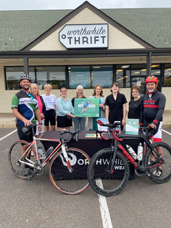 A Group of Bikers Outside Worthwhile Thrift