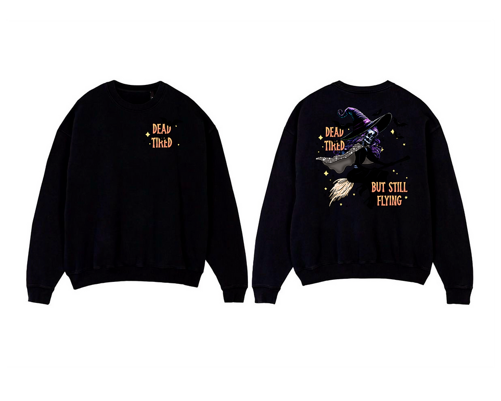 Thumbnail: Dead Tired But Still Flying T-Shirt, Halloween Witch Shirt, Tired Hoodie, Spooky