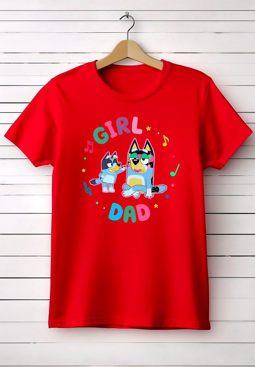 Thumbnail: Girl Dad Fathers Day T-Shirt, Bluey And Bandit Make-Up Hoodie, Dads Best Friend 