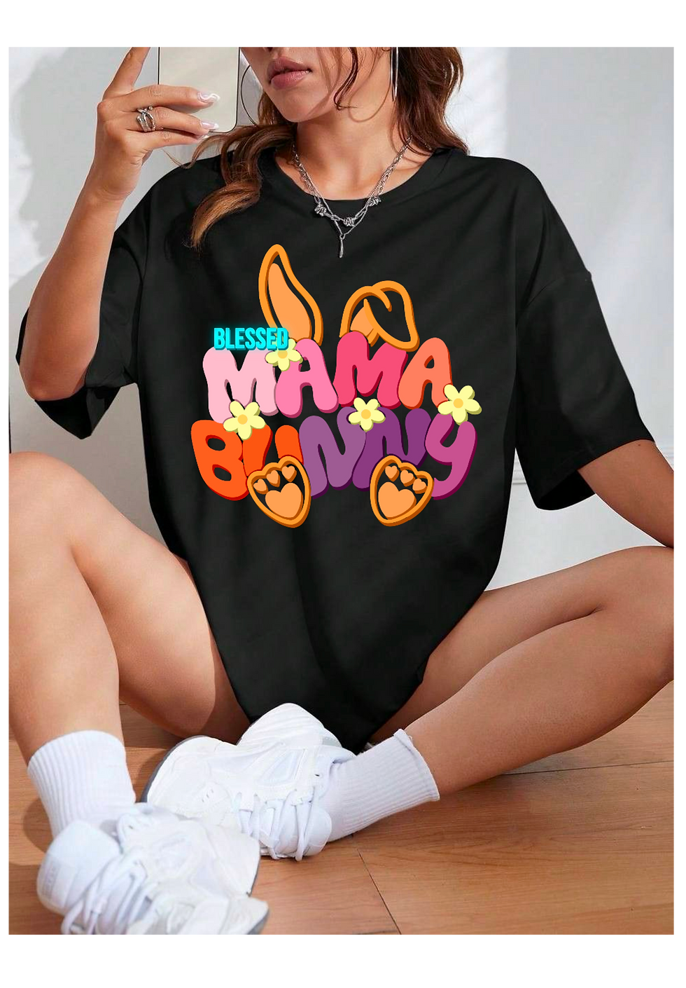 Thumbnail: Blessed Mama Bunny T-Shirt, Holiday Easter Sweatshirt, Bunny Mama Hoodie