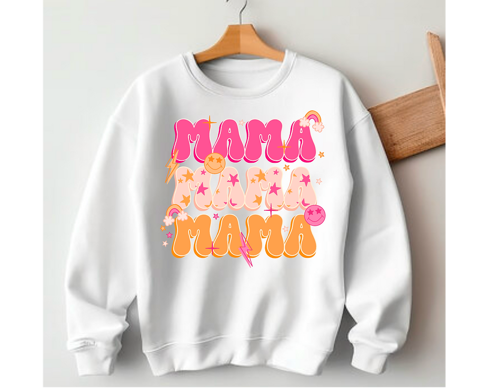 Thumbnail: Mama, Mama, Mama T-Shirt, Mom Day Sweatshirt, Mothers Hoodie, Colorful Madre Tee