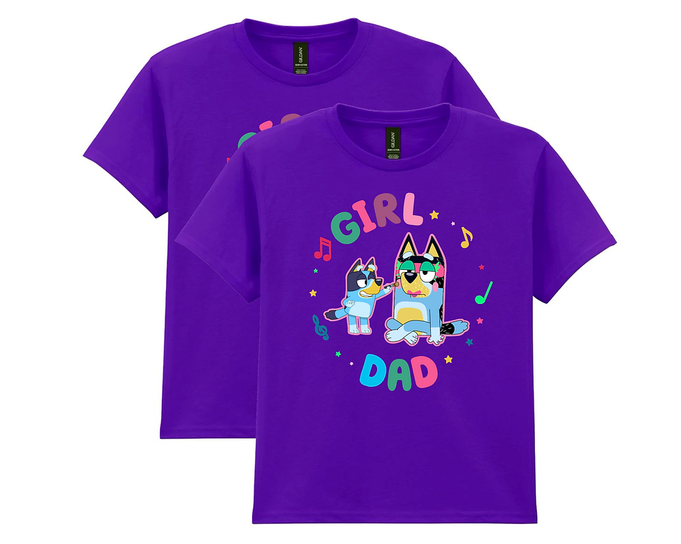 Thumbnail: Girl Dad Fathers Day T-Shirt, Bluey And Bandit Make-Up Hoodie, Dads Best Friend 