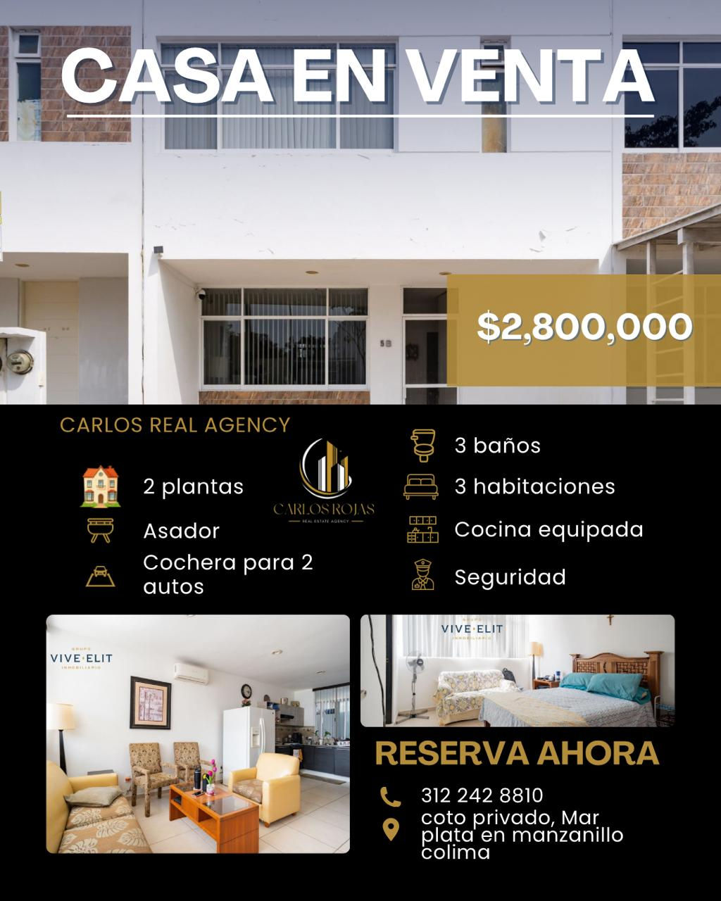 CASA EN VENTA EN COTO PRIVADO EN MANZANILLO COLIMA