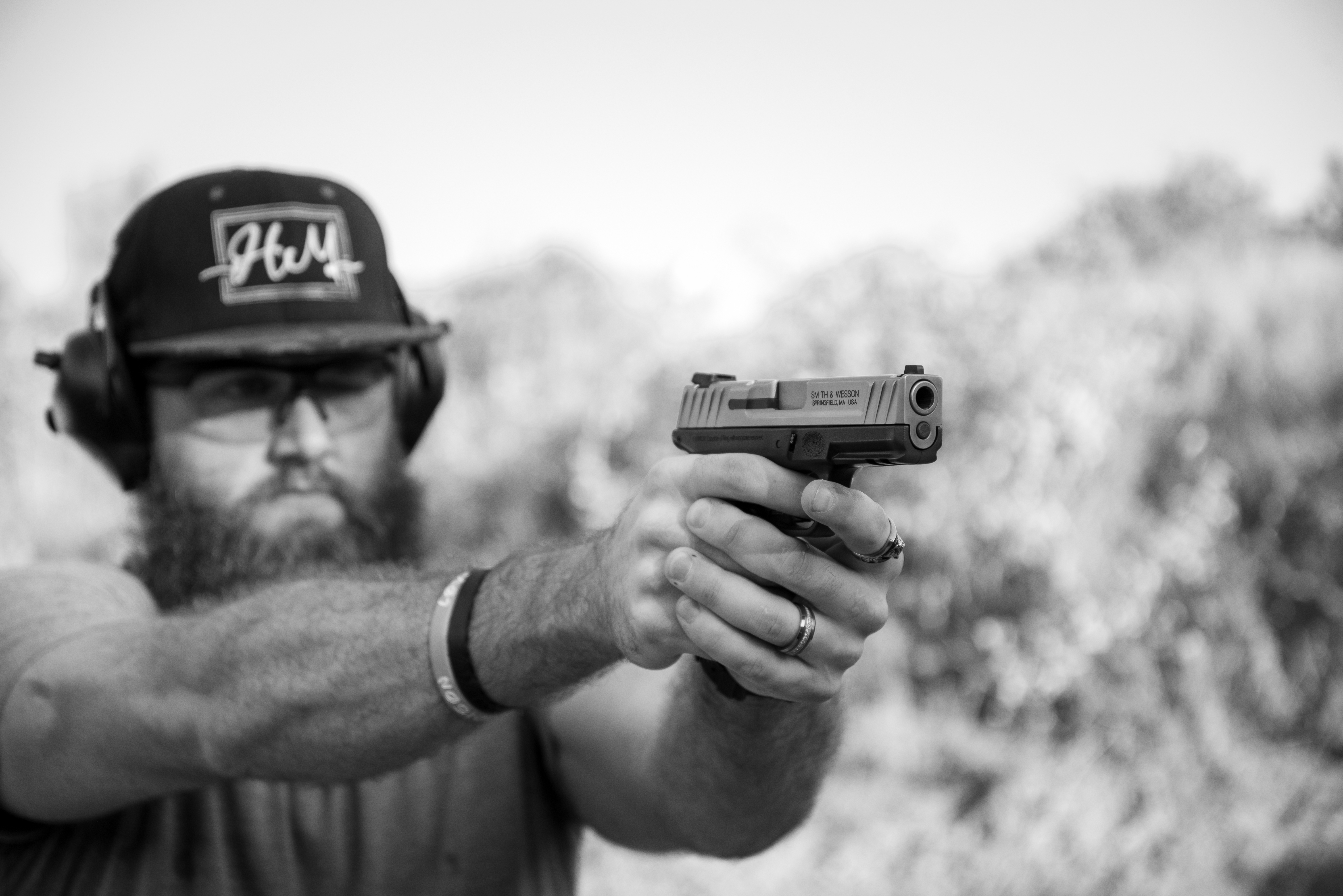 Jon Hampton holding handgun