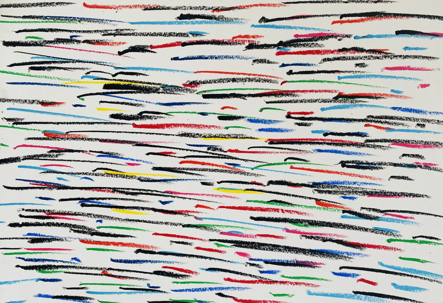 "_ - Signs from Computer Keyboard" 
Pastels on recycled paper, 59 × 42 cm, 2022.