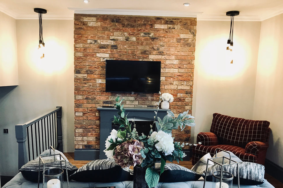 Airbnb design, Margate interior design, renovation, faux brick, interior design, interior design margate, interior designer Surrey, airbnb design, holiday let designer, trendy interior design margate,