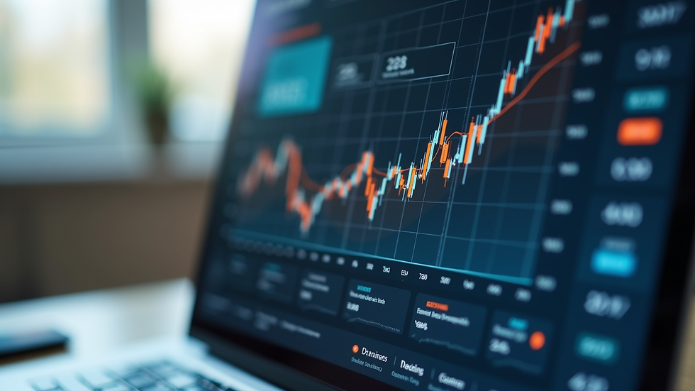 Close-up view of a financial dashboard on a computer screen showing real estate metrics
