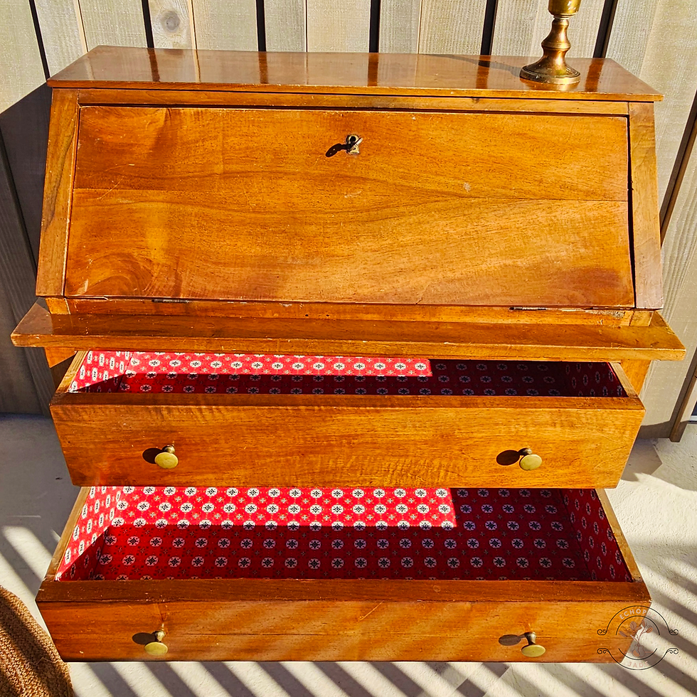 Miniature : Secrétaire année 50s, avec 4 tiroirs et place de rangement