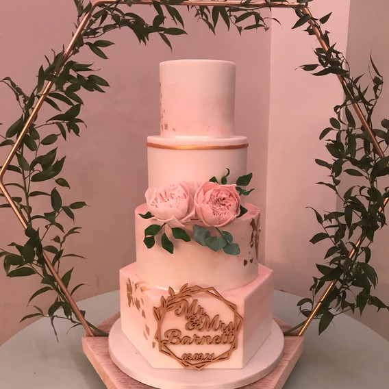 Blush pink hexagon cake
