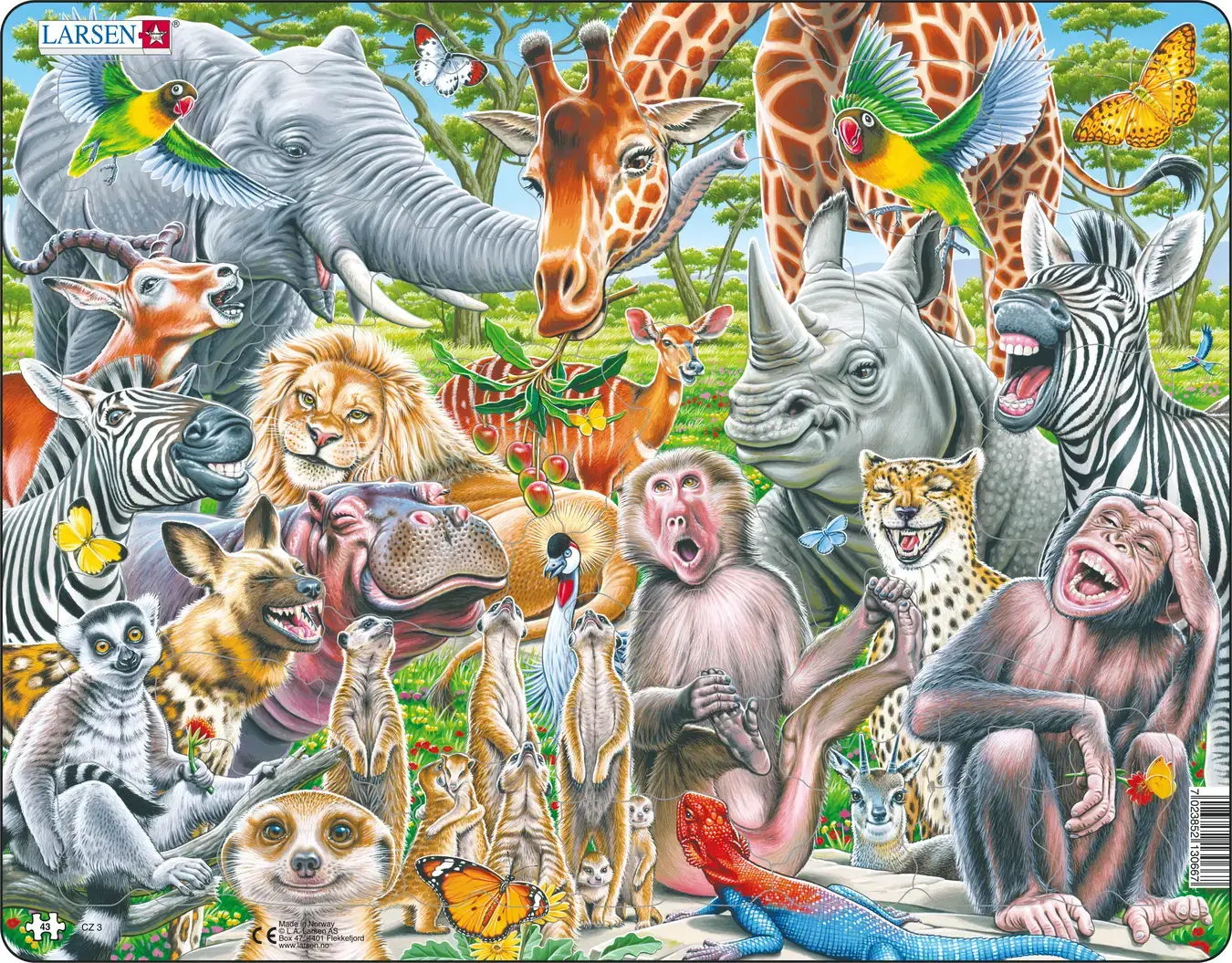 Puzzle 43 Teile - Glückliche Safari Tiere