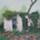 Pink Motel, Oil and Acrylic on Wood Panel, 12 in x 12 in, 2010 noderer landscape painting
