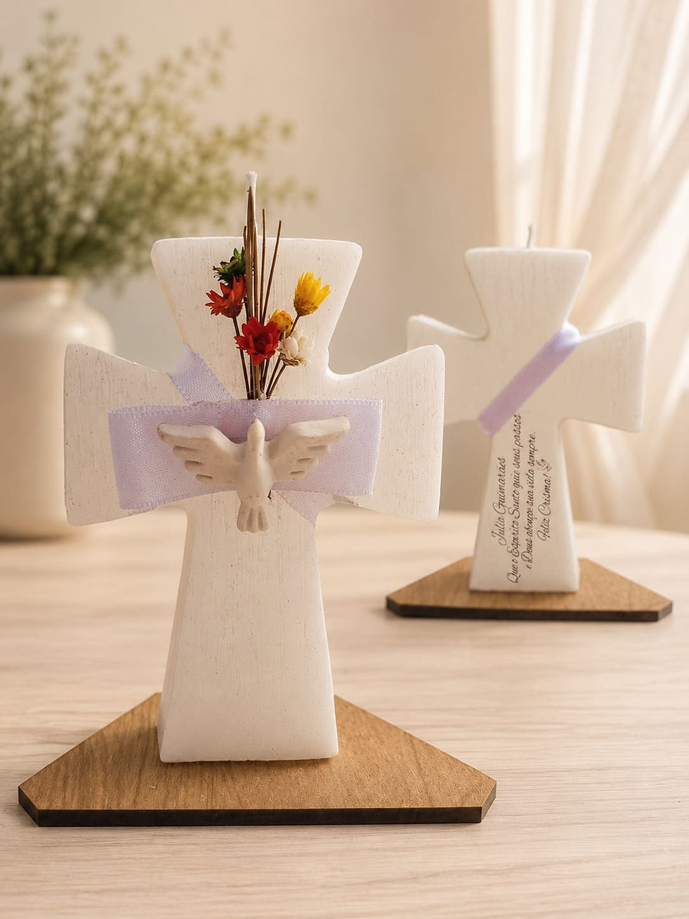 Miniatura: vela cruz e espirito santo,lembrancinha crisma, curitiba