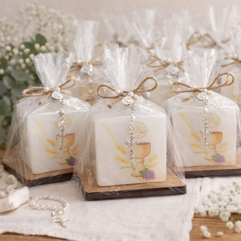 lembrança personalizada batizado curitiba vela personalizada e mini terço decoração de batizado