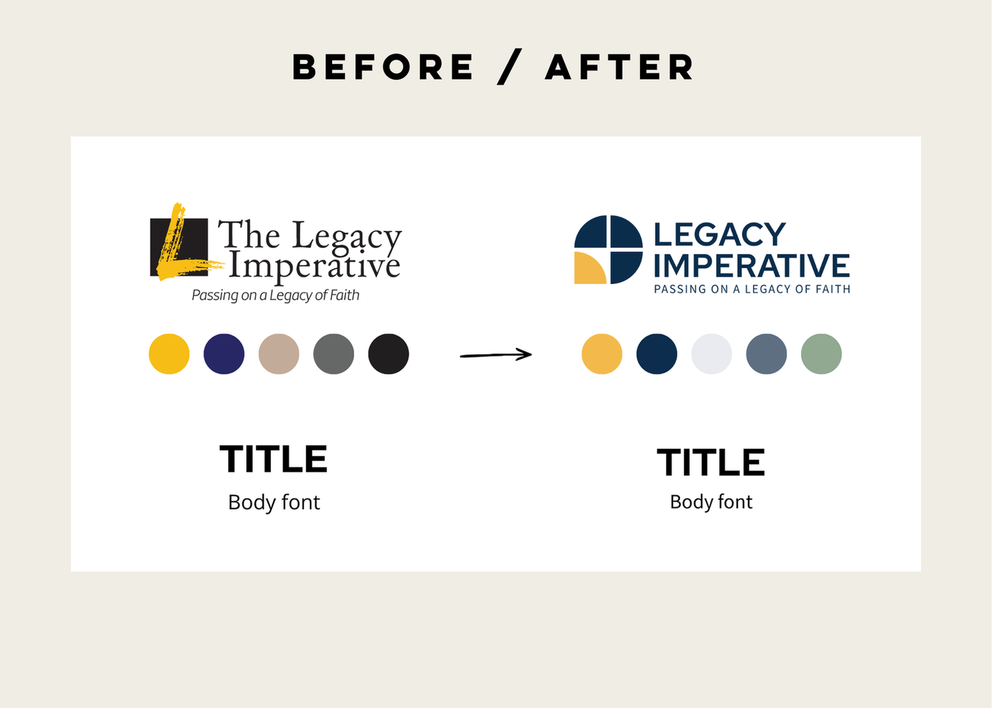 The before and after of a logo