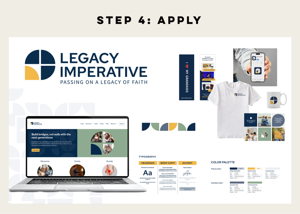 The new logo and several examples of the new brand's application.