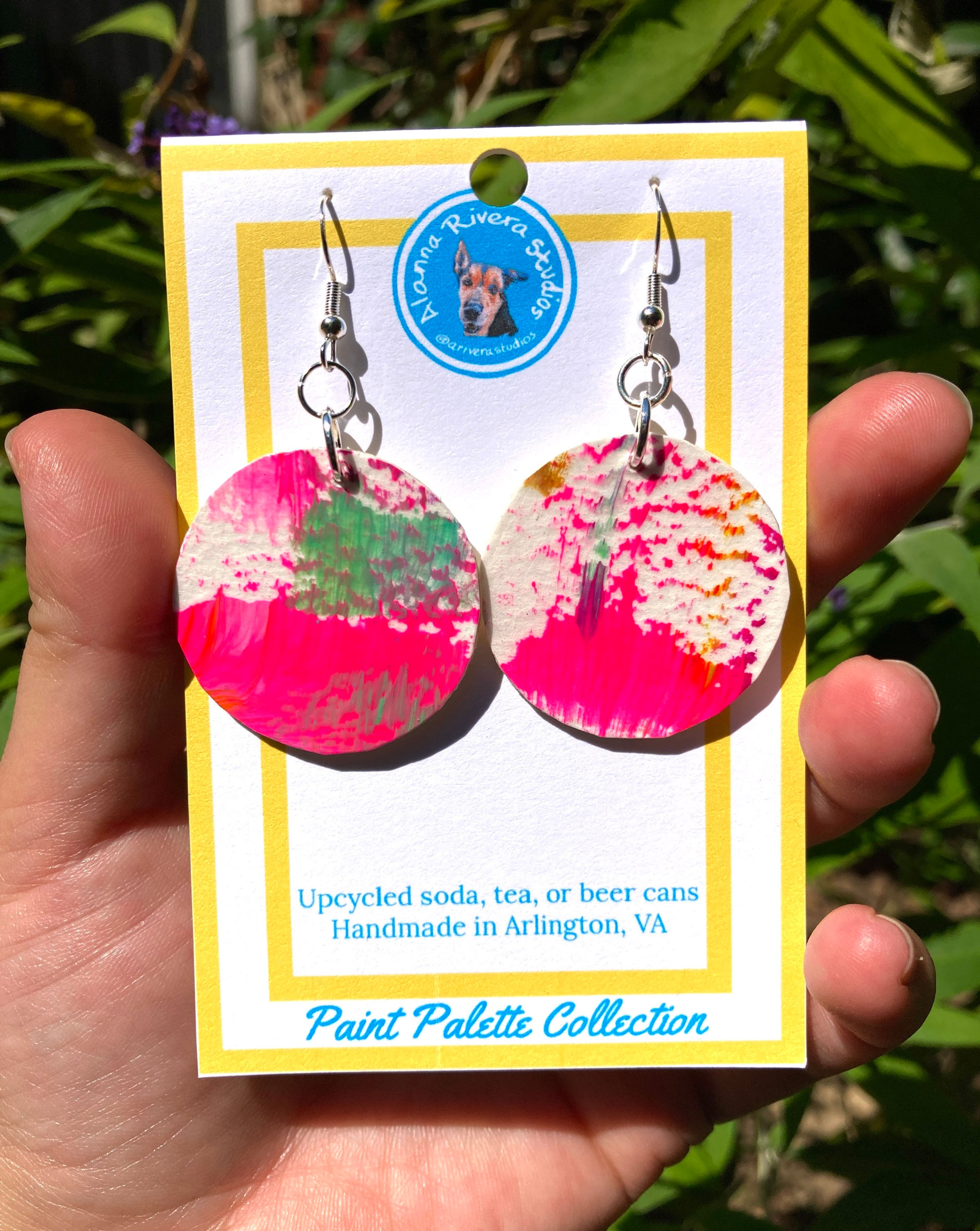 Paint Palette Collection - Hot Pink/White/Mint Dry Brush Earrings
