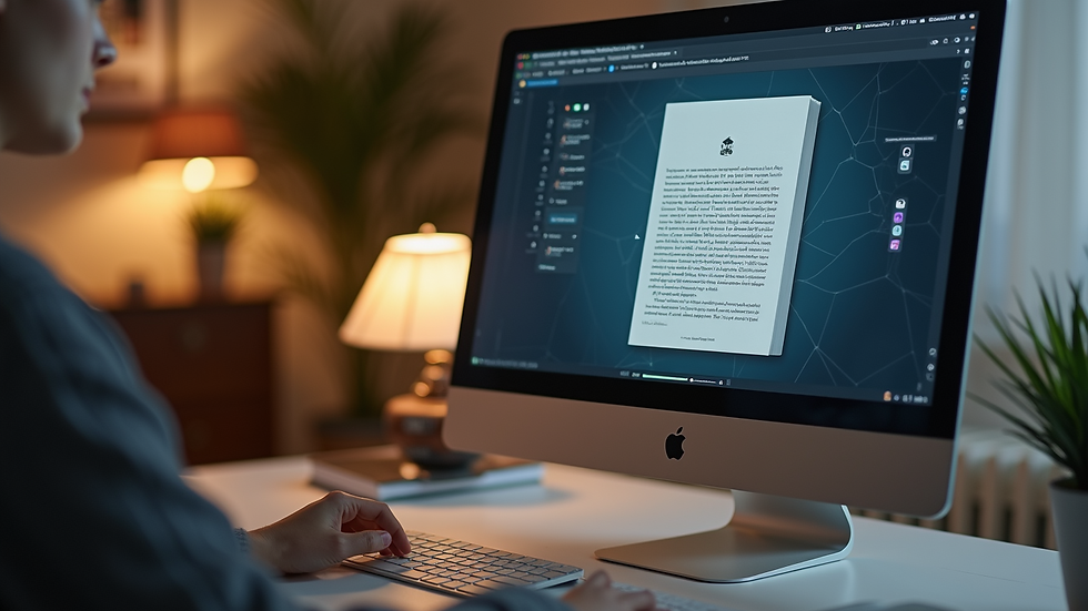Close-up view of a book cover design on a computer screen